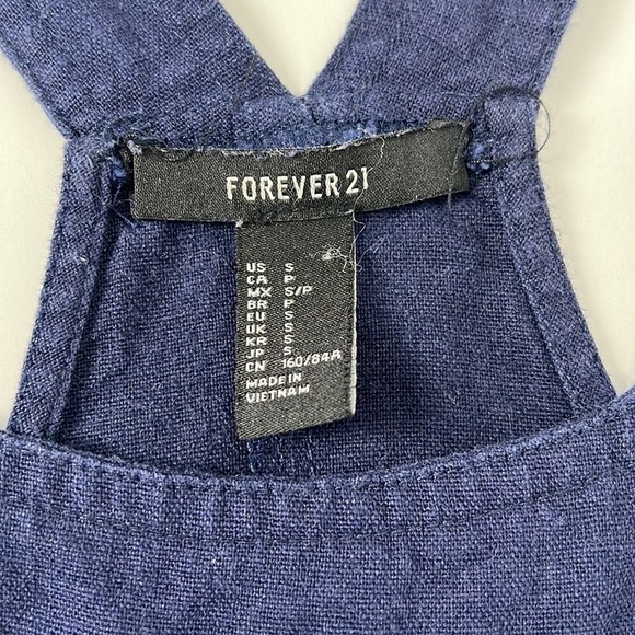 FOREVER 21 Linen Blend Casual Bib Overall Jumper Mini-Dress Shift Dress - Picture 5 of 6